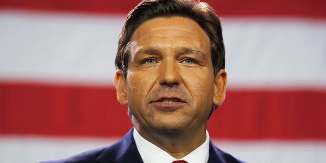 TAMPA, FL - NOVEMBER 08: Florida Gov.  Ron DeSantis gives a victory speech after defeating Democratic gubernatorial candidate Rep. Charlie Crist during his election night watch party at the Tampa Convention Center on November 8, 2022 in Tampa, Florida.