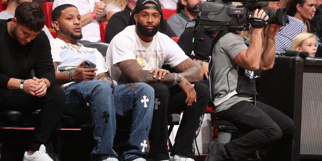 Odell Beckham Jr. attends a game between the Phoenix Suns and the Miami Heat on November 14, 2022 at FTX Arena in Florida.