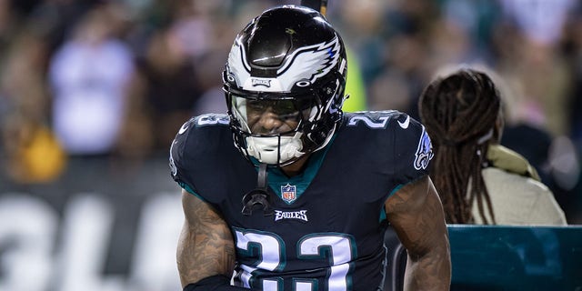 Eagles safety C.J. Gardner-Johnson is carted off the field after an injury during the Green Bay Packers game on Nov. 27, 2022, at Lincoln Financial Field in Philadelphia.