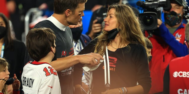 After winning his seventh Super Bowl, this time with the Tampa Bay Buccaneers, Tom Brady celebrated on the field with his family, including wife Gisele Bündchen and son Jack.