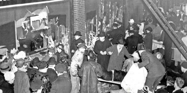 The Cocoanut Grove nightclub fire in Boston is shown in this 1942 photo from files.