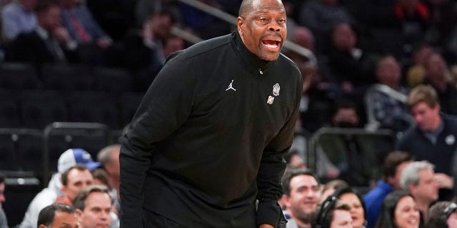 Georgetown Hoyas head coach Patrick Ewing during the game against the Seton Hall Pirates in the first round of the 2022 Big East Men's Basketball Tournament at Madison Square Garden on March 9, 2022 in New York City.