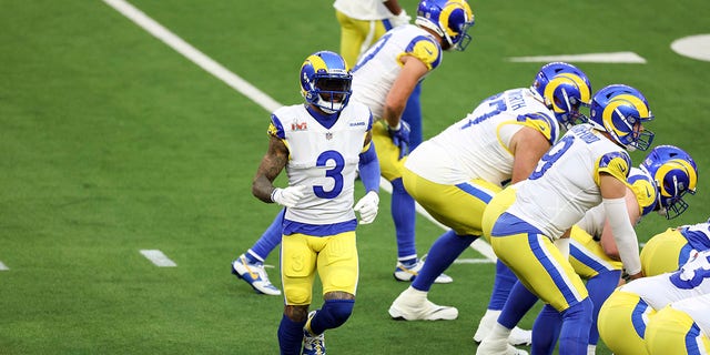 Odell Beckham Jr. (3) de Los Angeles Rams corre contra los Cincinnati Bengals durante el Super Bowl en el SoFi Stadium el 13 de febrero de 2022 en Inglewood, California.