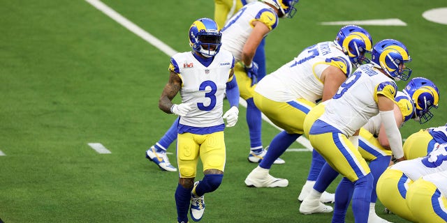 Odell Beckham Jr. (3) de Los Angeles Rams corre contra los Cincinnati Bengals durante el Super Bowl en el SoFi Stadium el 13 de febrero de 2022 en Inglewood, California.