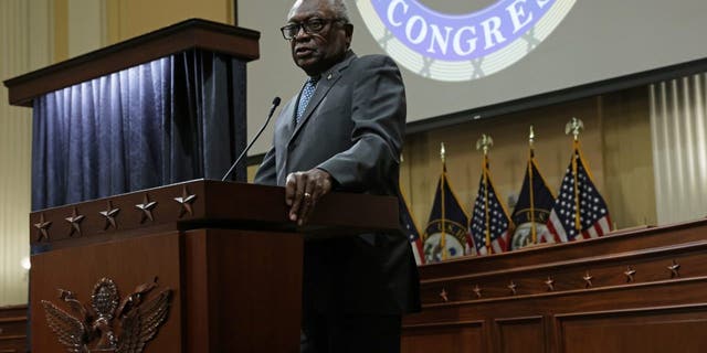 U.S. House Majority Whip James Clyburn (D-SC) speaks during a portrait unveiling ceremony for the late Rep. Elijah Cummings (D-MD) in the Cannon House office building on Capitol Hill on September 14, 2022 in Washington, DC
