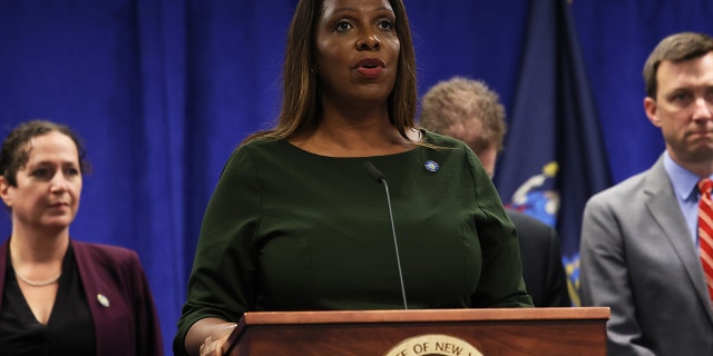 New York Attorney General Letitia James speaks during a press conference on September 21 in New York. Her chief of staff, Ibrahim Khan, has resigned and is being investigated over sexual harassment allegations.