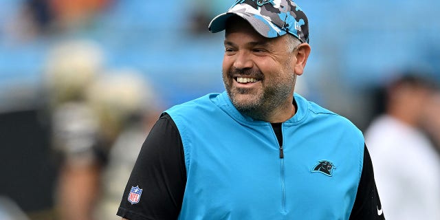 Head coach Matt Rhule of the Carolina Panthers watches his team play against the New Orleans Saints at Bank of America Stadium Sept. 25, 2022, in Charlotte, N.C. 