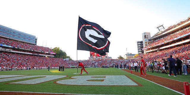 The field after a Georgia Bulldogs touchdown in the second half against the Auburn Tigers at Sanford Stadium Oct. 8, 2022, in Athens, Ga. 
