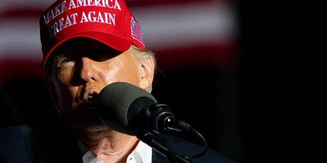Former U.S President Donald Trump speaks at a 'Save America' rally on October 22, 2022 in Robstown, Texas.