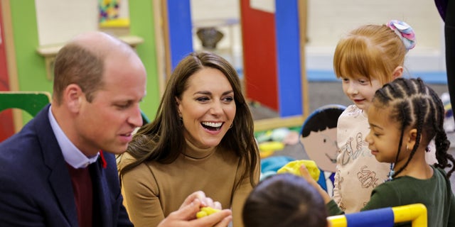 William and Kate met with children who were in the nursery at one of the organizations they visited.