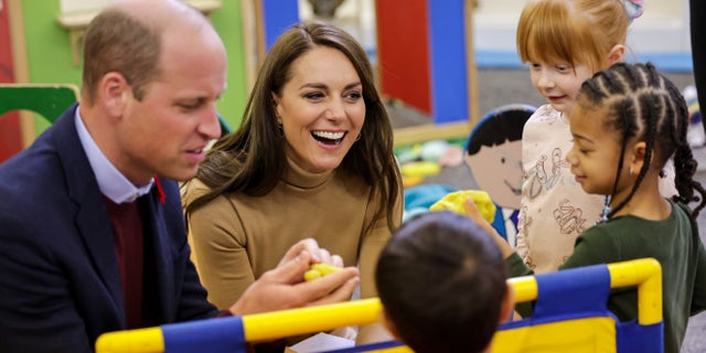 William and Kate met with children who were in the nursery at one of the organizations they visited.