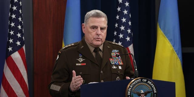 ARLINGTON, VIRGINIA - NOVEMBER 16: Chairman of the Joint Chiefs of Staff Gen. Mark Milley speaks during a news conference following a virtual meeting of the Ukraine Defense Contact Group at the Pentagon November 16, 2022 in Arlington, Virginia. 