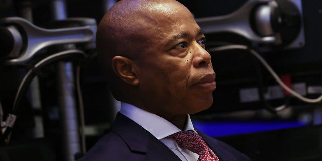 Mayor Eric Adams takes a tour of the New York Stock Exchange during morning trading on November 17, 2022 in New York City.
