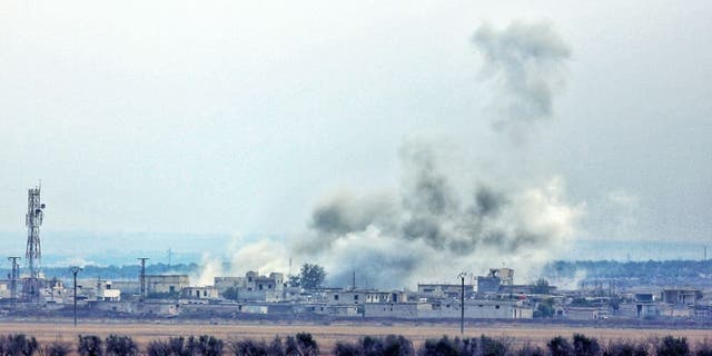 Democratic Union Party/Kurdistan Workers' Party positions affected by Turkey's Pence-Kilic operation in the village of Tel Rifaat in Maranez on November 24, 2022 in Azaz, Syria.