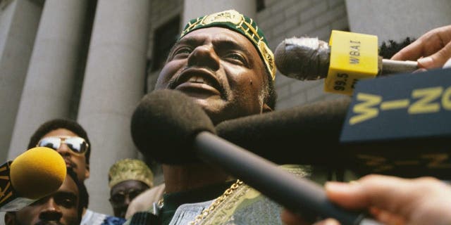 Former Black studies professor Leonard Jeffries outside a federal court in New York.