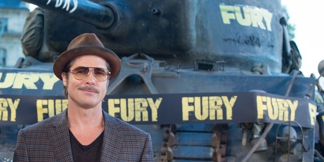 Brad Pitt attends the "Fury" photo call in France. 