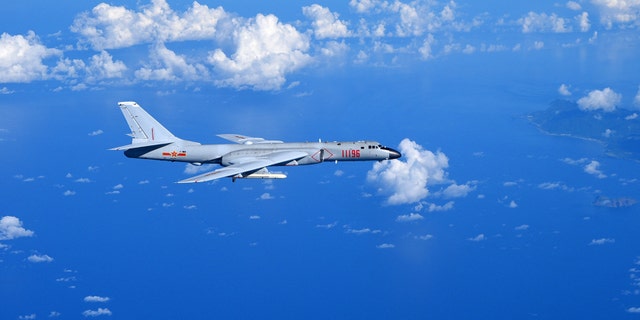 A Chinese Air Force H-6K bomber aircraft flies into the Western Pacific across the Bashi Strait for a routine combat simulation exercise, Sept. 12, 2016. The Chinese Air Force sent more aircraft models on Monday, including H-bombers -6K, Su -30 fighters and tankers for the exercise. The fleet conducted reconnaissance and early warning, sea surface navigation, aerial refueling and achieved all of the exercise's objectives.