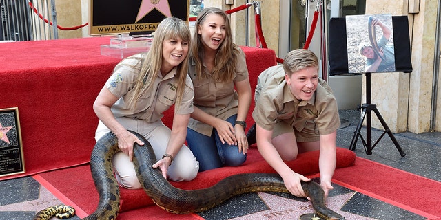 Terry Irwin, Bindi Irwin and Robert Irwin at the ceremony honoring Steve Irwin with a posthumous star on the Hollywood Walk of Fame.