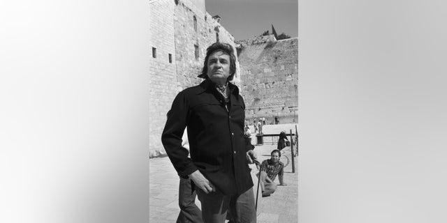 Johnny Cash is seen here in Israel circa 1977 during the filming of a Christmas special.