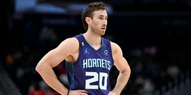 WASHINGTON, DC - NOVEMBER 20: Gordon Hayward, #20 of the Charlotte Hornets, rests during the game against the Washington Wizards at Capital One Arena on November 20, 2022, in Washington, DC. 