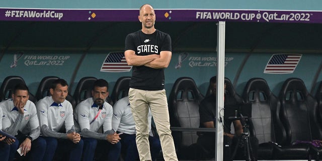 Head coach Gregg Berhalter of the USA looks on during the Group B match of FIFA World Cup Qatar 2022 between USA and Wales at Ahmed bin Ali Stadium in Al-Rayyan, Qatar on November 21, 2022.