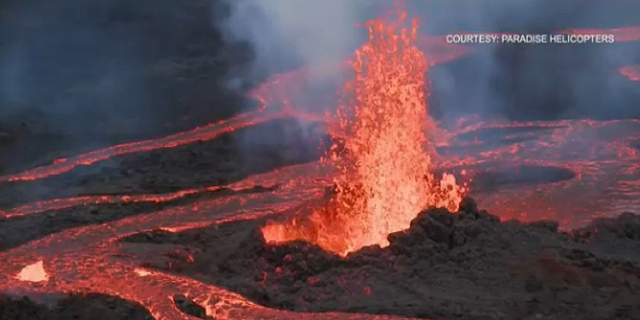 One of the lava fountains has reached heights of up to 164 feet, the U.S. Geological Survey says.