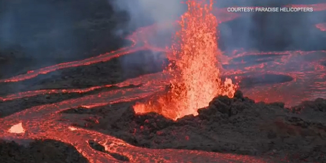 One of the lava fountains has reached heights of up to 164 feet, the U.S. Geological Survey says.