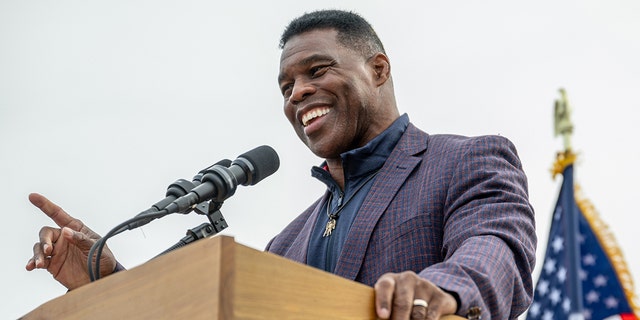 Republican U.S. Senate candidate Herschel Walker speaks to supporters at a campaign rally on Nov. 16, 2022, in McDonough, Georgia.