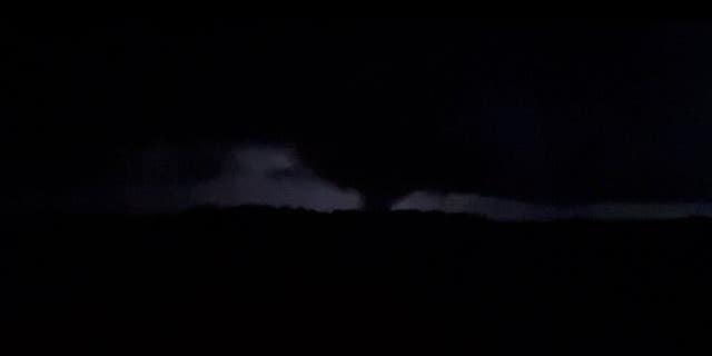 A tornado forms in Mound, Louisiana on Tuesday evening.