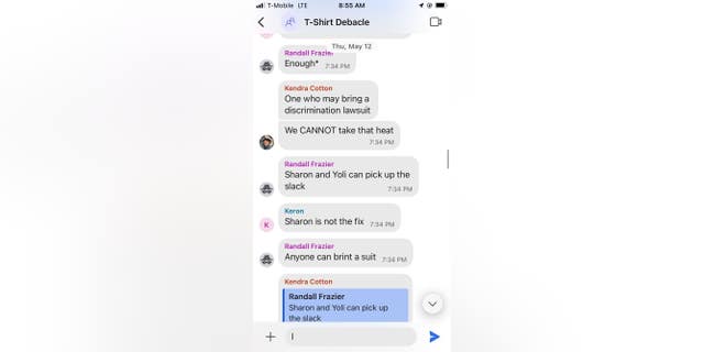 Signal screenshot of New Georgia Project executives discussing firing a White employee by digging up racism charges.