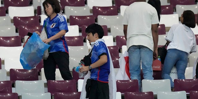 Japan's supporters have gone viral for cleaning up trash after their team's match in Doha, Qatar on Wednesday, November 23, 2022. Japan won 2-1.
