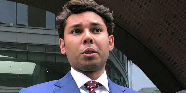 Fall River Mayor Jasiel Correia speaks outside the federal courthouse in Boston after his appearance on bribery, extortion, and fraud charges on Sept. 6, 2019. On Nov. 28, 2022, a federal appeals court upheld the convictions of Correia.