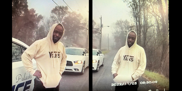 Jerrod Brown is pictured Thursday before fleeing police, according to the Pulaski Police Department.
