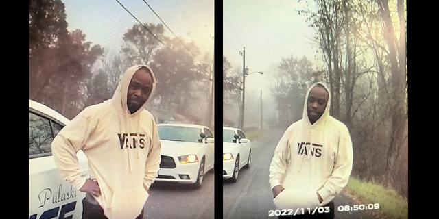 Jerrod Brown is pictured Thursday before fleeing police, according to the Pulaski Police Department.