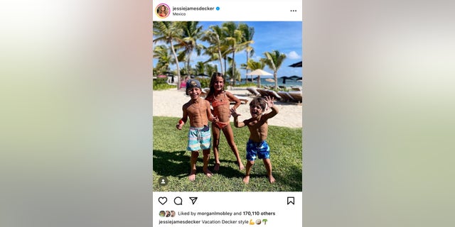 Jessie James Decker responded via Instagram after she was accused of photoshopping abs onto her children in a photo taken during family vacation.