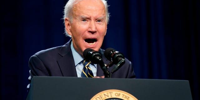 President Joe Biden speaks about his administration's plans to lower prescription drug costs and protect Social Security and Medicare, Saturday, Nov. 5, 2022, at Jones Elementary School in Joliet, Ill. (AP Photo/Patrick Semansky)