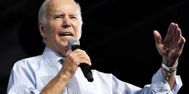 President Biden speaks at a campaign event for Maryland Democratic gubernatorial candidate Wes Moore and others at Bowie State University in Bowie, Maryland on Nov. 7.