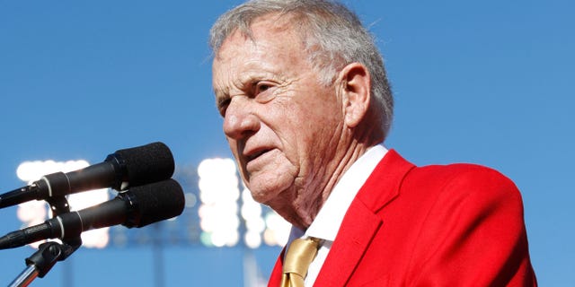 John McVay speaks after being inducted into the San Francisco 49ers Hall of Fame at halftime of the game between the 49ers and the Arizona Cardinals at Candlestick Park on Oct. 13, 2013 in San Francisco, Calif.