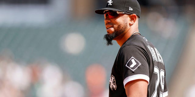 White Sox first baseman Jose Abreu smiles during the first inning against the Colorado Rockies in Chicago on Sept. 14, 2022.