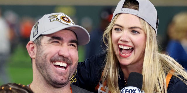 Kate Upton crashes FOX set to celebrate with husband Justin Verlander ...