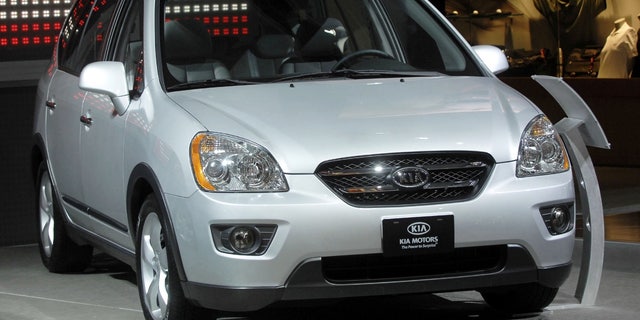 The 2007 Kia Rondo sits on display during the press preview days at the North American International Auto show on Jan. 9, 2007 in Detroit.