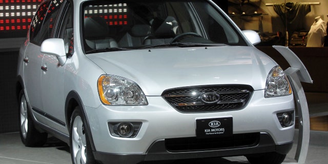 The 2007 Kia Rondo sits on display during the press preview days at the North American International Auto show on Jan. 9, 2007 in Detroit.