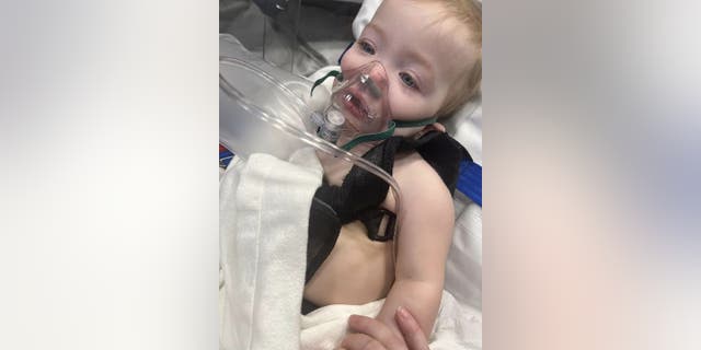 Kinsley, 1, experienced low oxygen saturation after she developed pneumonia from an RSV infection. She was given an oxygen mask before doctors moved to ventilators and intubation. Kinsley was treated at the John R. Oishei Children’s Hospital in Buffalo, New York.