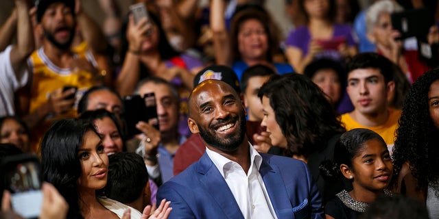 Kobe Bryant and his family at the City Council Chambers, in Los Angeles, Calif., on Aug. 24, 2016.