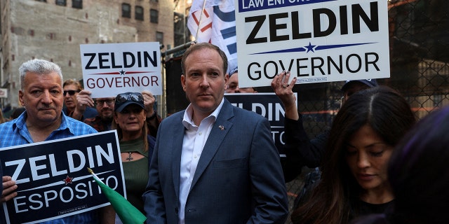 New York congressman and Republican New York gubernatorial candidate Lee Zeldin attends the annual Columbus Day parade in New York City, Oct. 10, 2022.