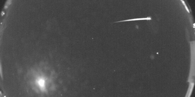 Am 17. November um 1:45 Uhr GMT nahm die All Sky Camera der NASA an der New Mexico State University dieses Bild des Leoniden-Meteors auf, der über den Himmel streifte.