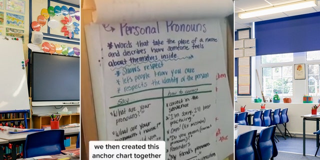 California teacher broadcasts a lesson on pronouns.