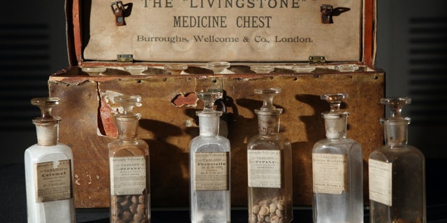 The Livingstone Medicine Chest from 1900 to 1910 from the Wellcome Collection is shown on January 19, 2011 in London.