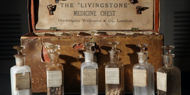 The Livingstone Medicine Chest from 1900 to 1910 from the Wellcome Collection is shown on January 19, 2011 in London.