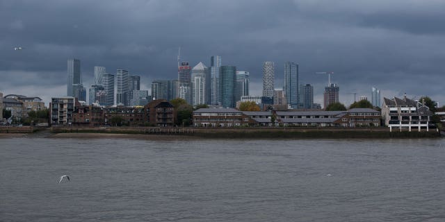 A man has pleaded guilty to murdering a 35-year-old woman as she walked home from London. Jordan McSweeney had just been released from prison four days before the murder. Pictured: A general view of the River Thames from Canary Wharf on a cloudy day from Greenwich, on October 23, 2022, in London, England.